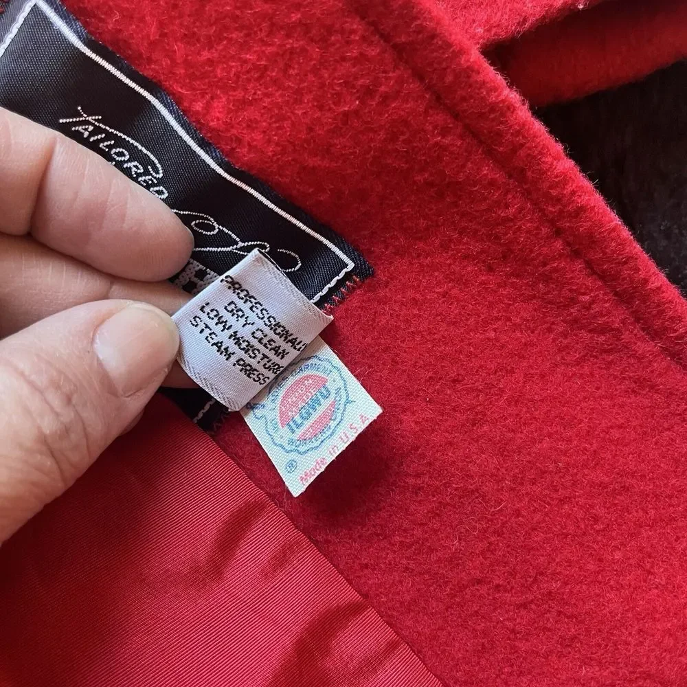 Vintage 80s Wool Nylon‎ Red Christmas Coat Girls 6X Tailored by Rothschild USA